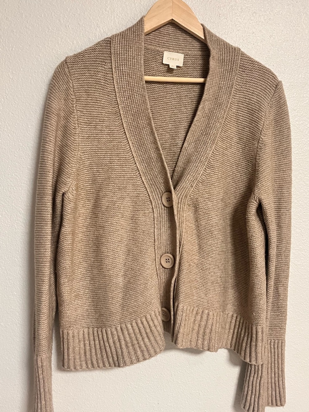 Cyrus Shawl-Collar Button Front Cardigan - Taupe